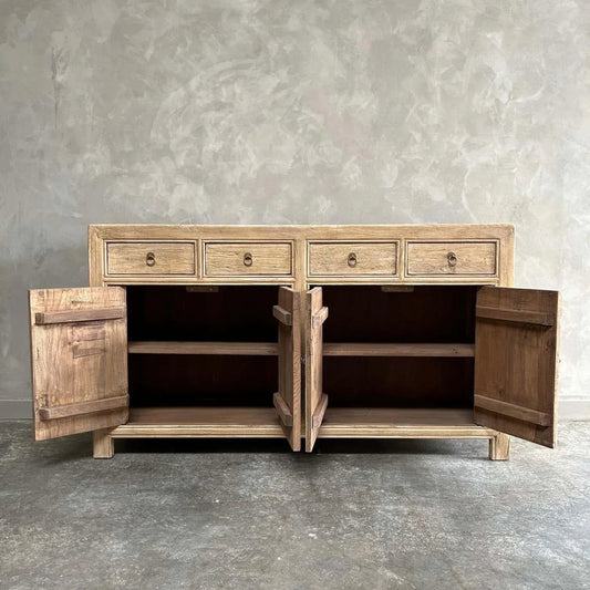 Antique Reclaimed Elm Wood Sideboard